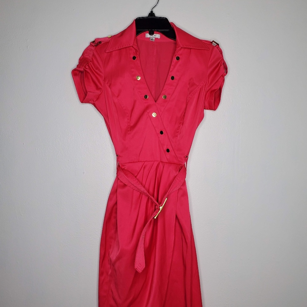 HOT pink Cache sexy day/evening dress silky cotton